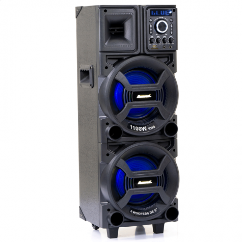 Caixa Amplificada Amvox ACA 1101 Black Duplo 8, 1100W, Bluetooth, USB, Bivolt Preta