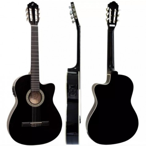 Violão Eletroacústico Giannini Start NF-14 CEQ preto bordo escurecido Verniz brilhante